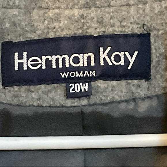 Herman Kay:Vintage woman’s size 20w wool lined button up/down peacoat with scarf - Picture 3 of 6